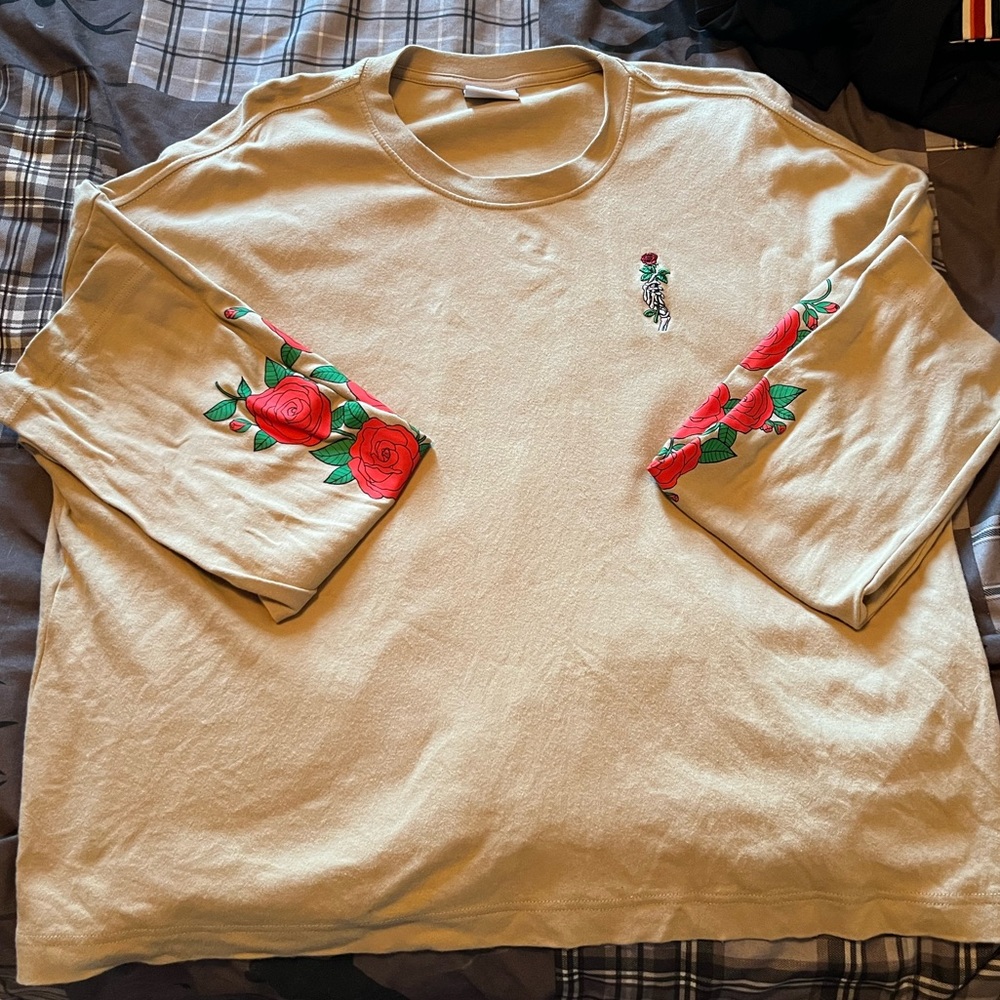 Zumiez Skeleton Hand Rose Long Sleeve Tee Size L